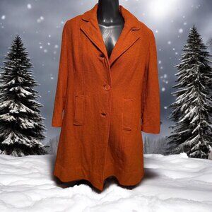 Mondo Di Marco 1970s Vintage Womens Wool Blazer Jacket Medium Orange Retro Lined